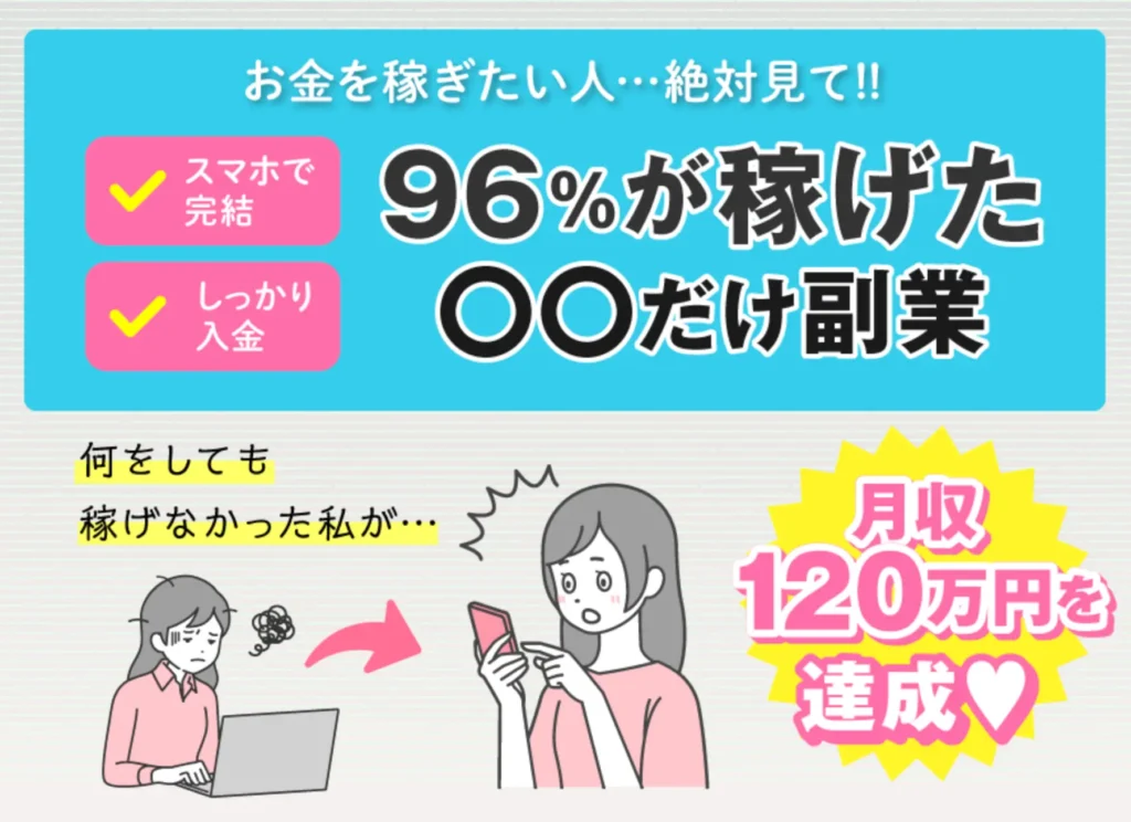 96%の人が稼げた〇〇だけ副業